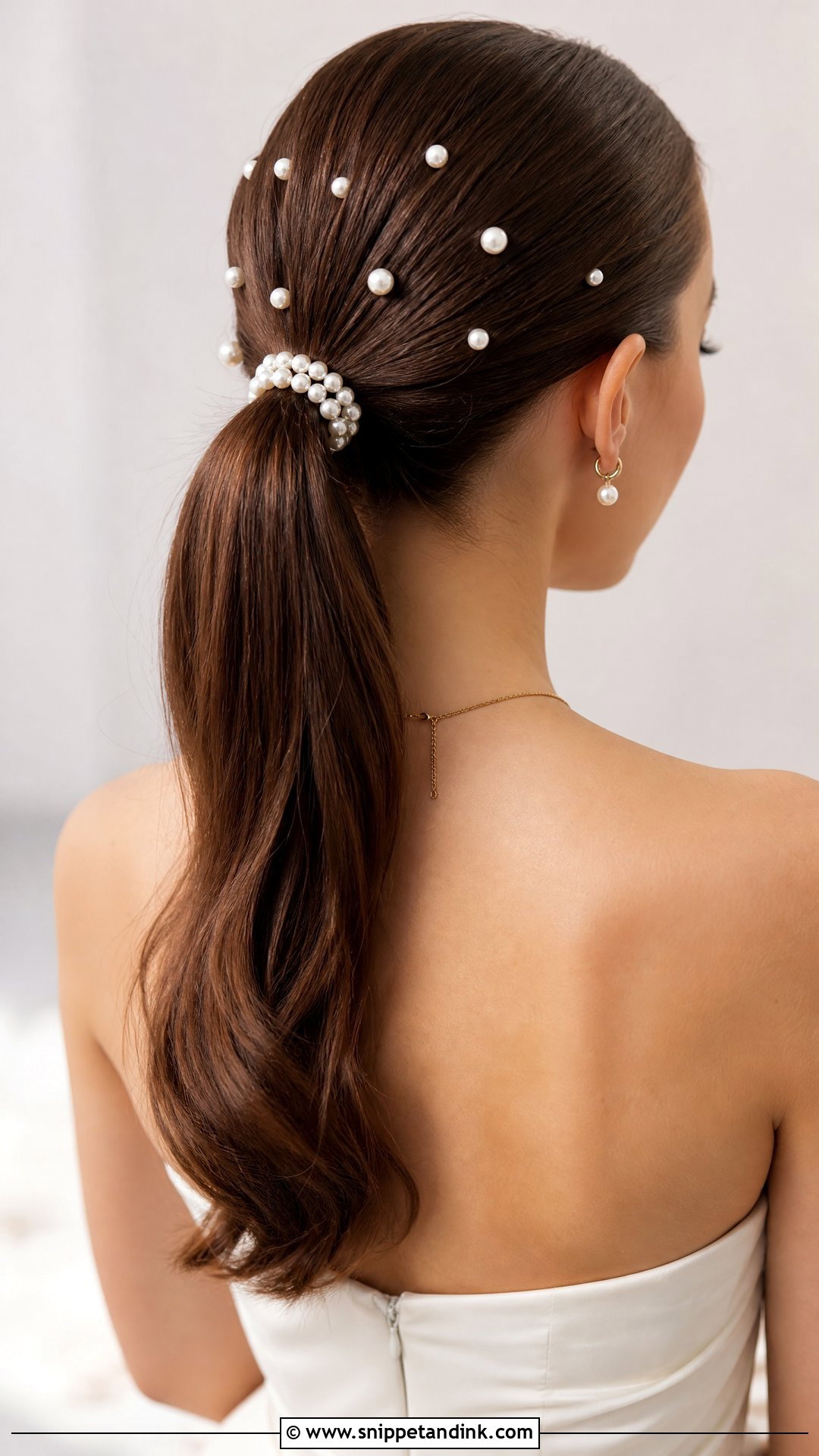 Pearl Accented Ponytail for Wedding Guest - Snippet and Ink - 20 Ponytail for Wedding Guest Ideas