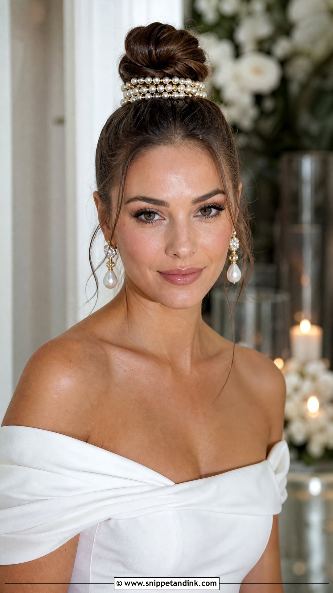 Pearl Accented Top Knot - Snippet and Ink - 20 Wedding Hair with Pearls Ideas