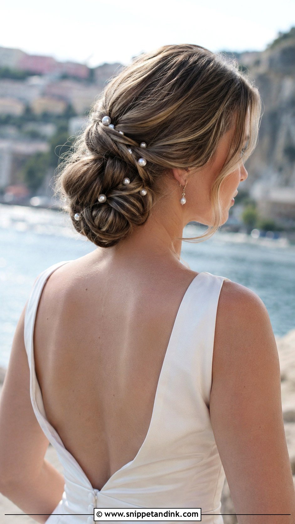 Pearl Accented Updo - Snippet and Ink - 30 Beach Wedding Hair Ideas