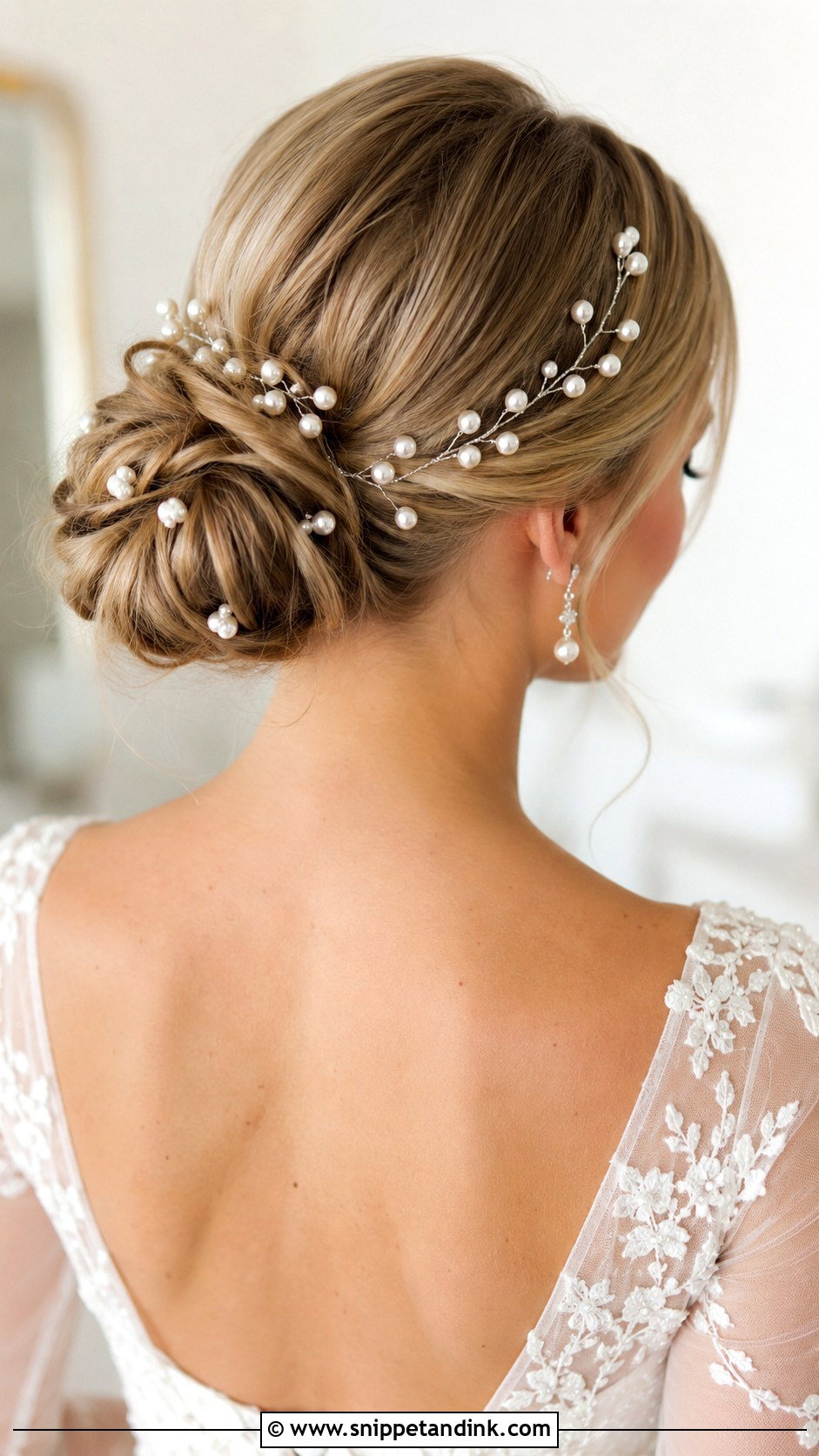 Pearl Accented Updo Wedding Hairstyle - Snippet and Ink - 35 Wedding Hairstyles