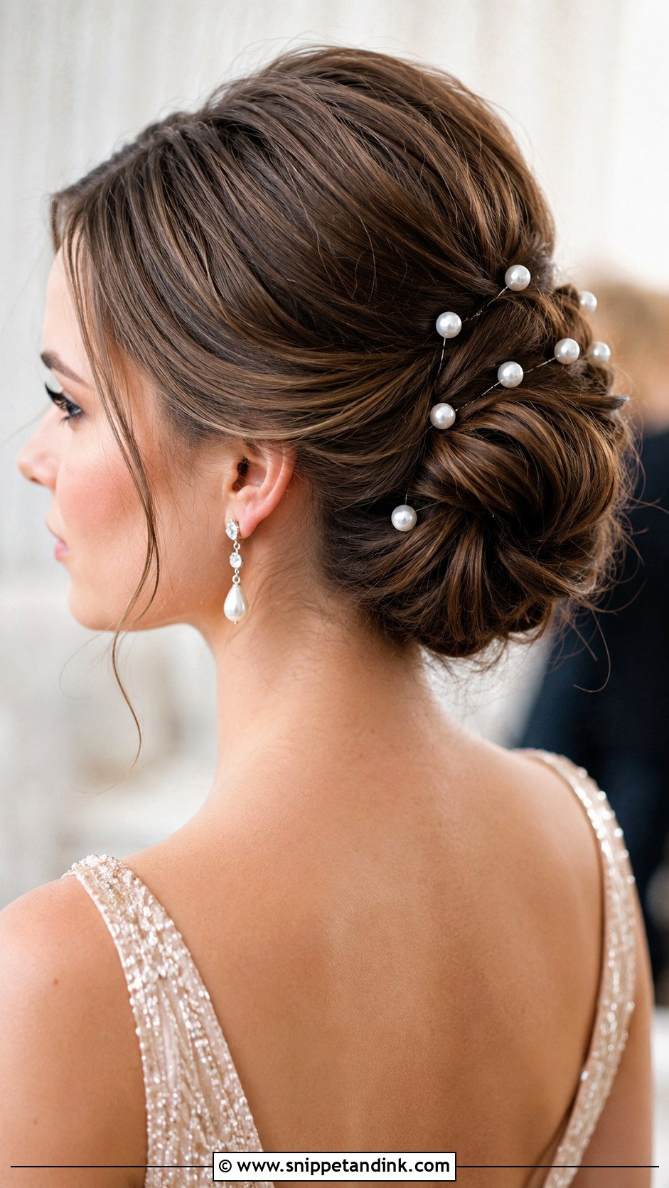 Pearl Accented Updo for Wedding Guest - Snippet and Ink - 20 Hair Upstyles Wedding Guest Ideas