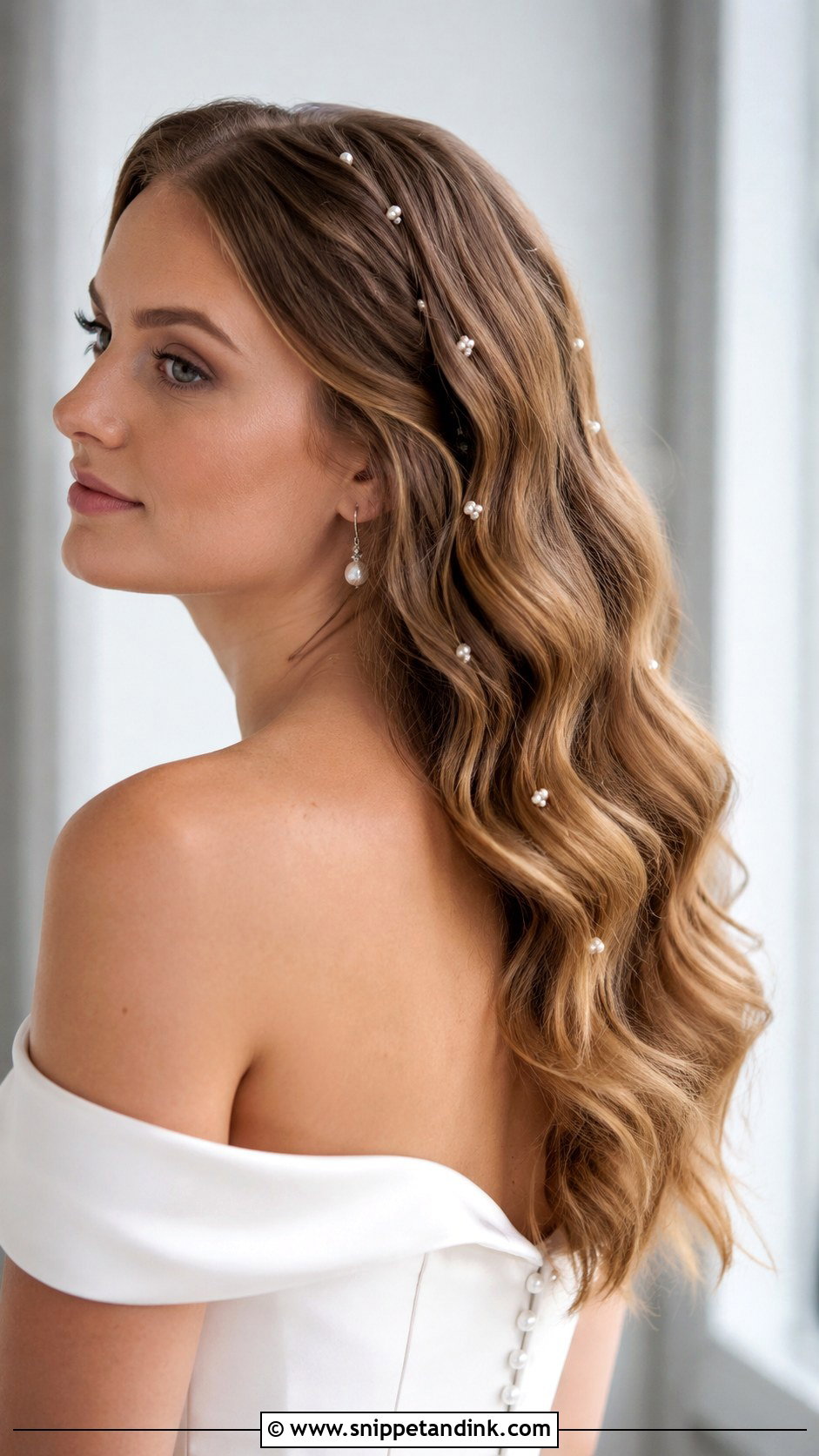 Pearl Accented Waves - Snippet and Ink - 25 Classy Wedding Hair Ideas