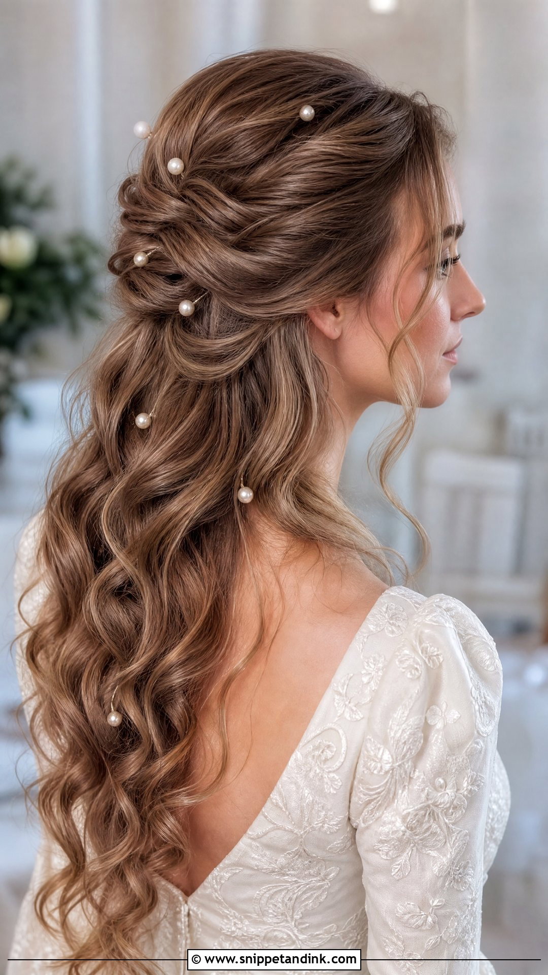 Pearl Accented Wedding Hairstyle - Snippet and Ink - 30 Bride Wedding Hair Styles