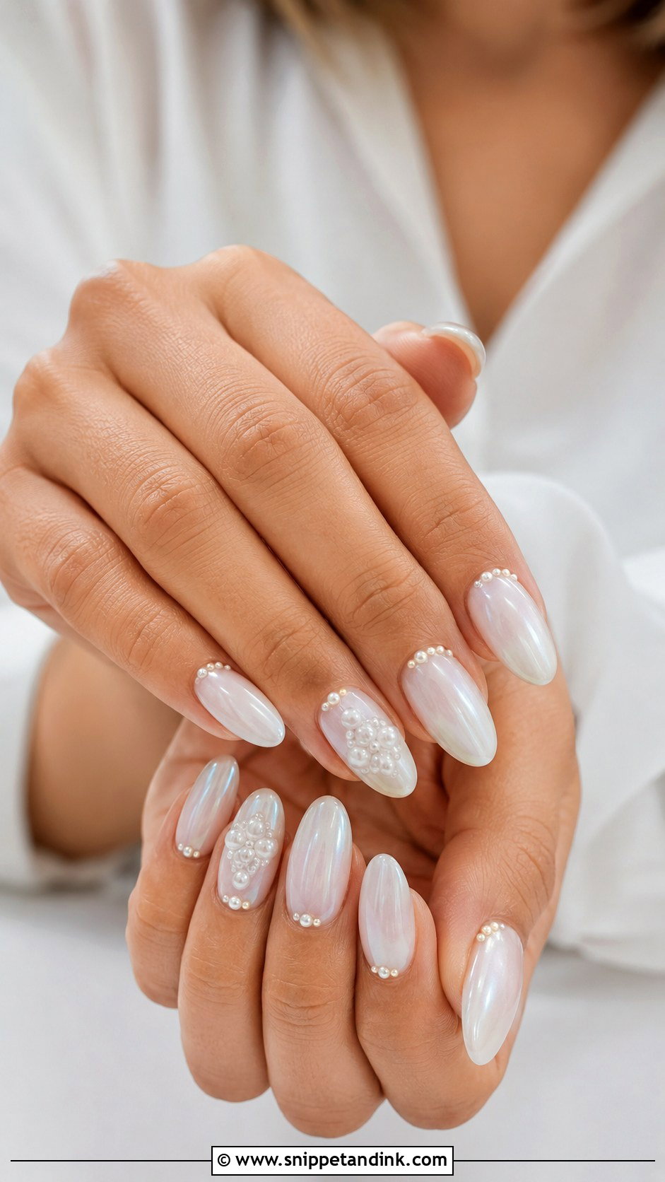 Pearl Acrylic Wedding Nails - Snippet and Ink - 20 Acrylic Wedding Day Nails for Bride