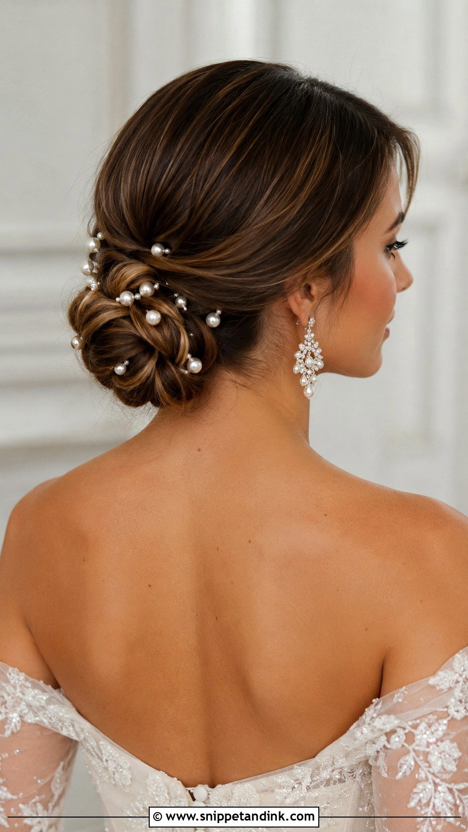 Pearl Adorned Chignon - Snippet and Ink - 20 Bridal Hair Pearls Ideas