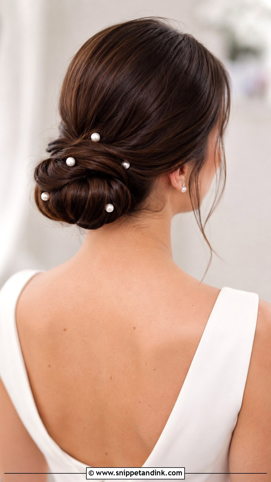 Pearl Adorned Chignon - Snippet and Ink - 25 Hair Looks for Wedding