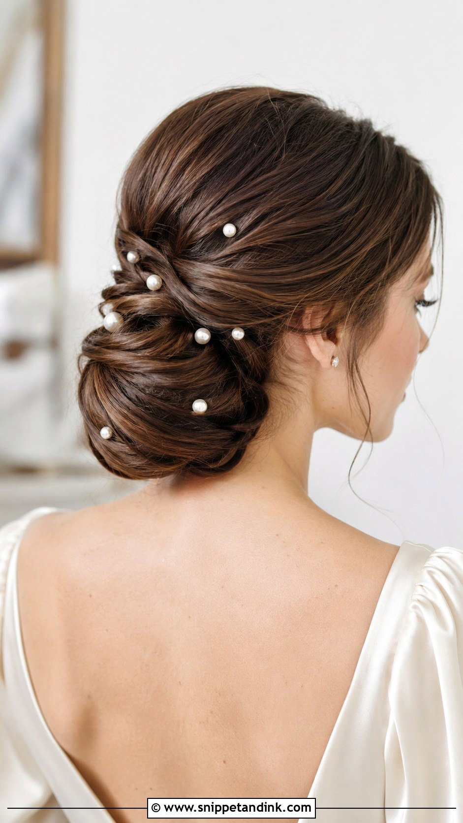 Pearl Adorned Chignon - Snippet and Ink - 25 Wedding Guest Hair Up Ideas