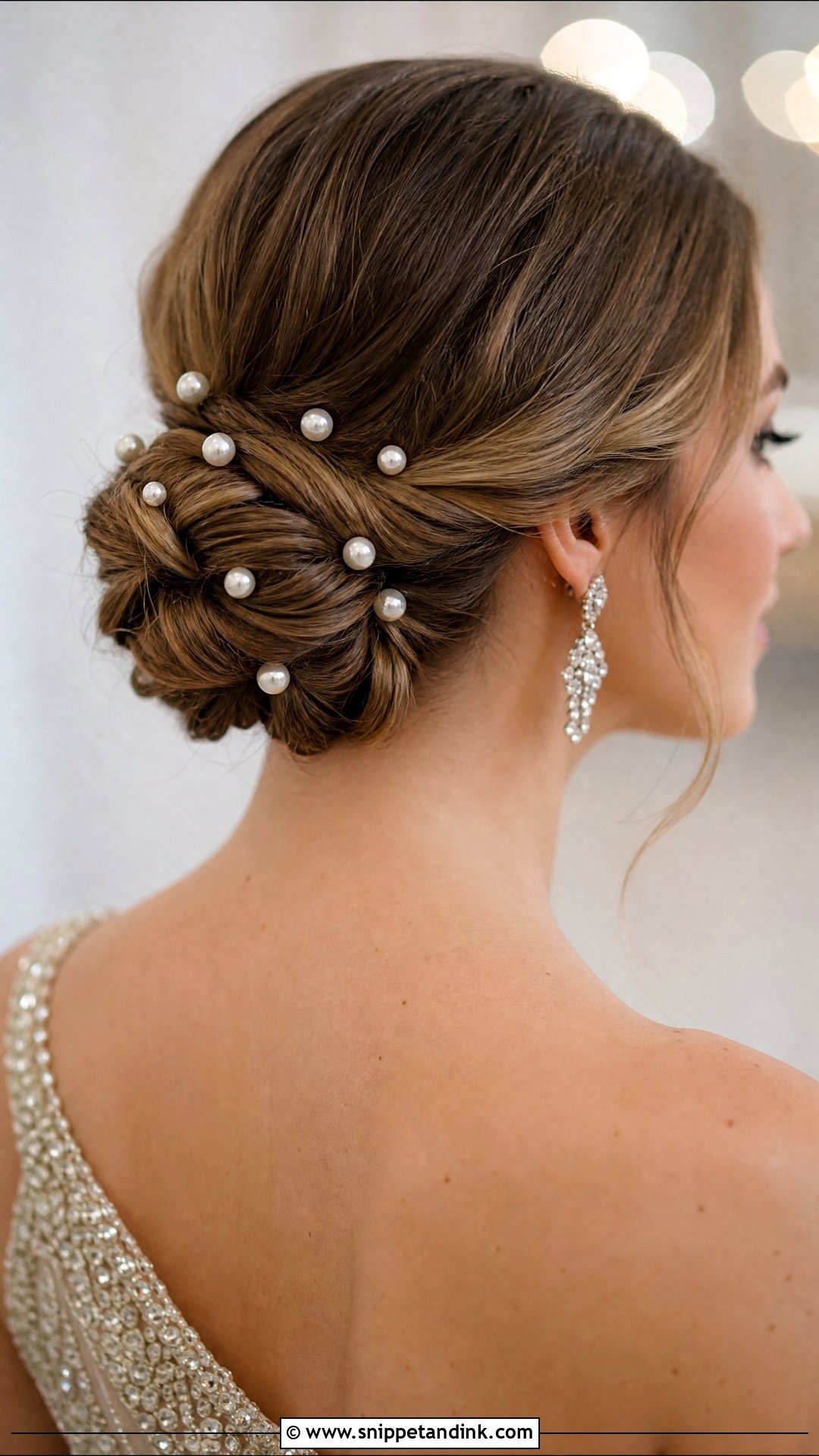 Pearl Adorned Chignon - Snippet and Ink - 30 Easy Wedding Guest Hairstyles
