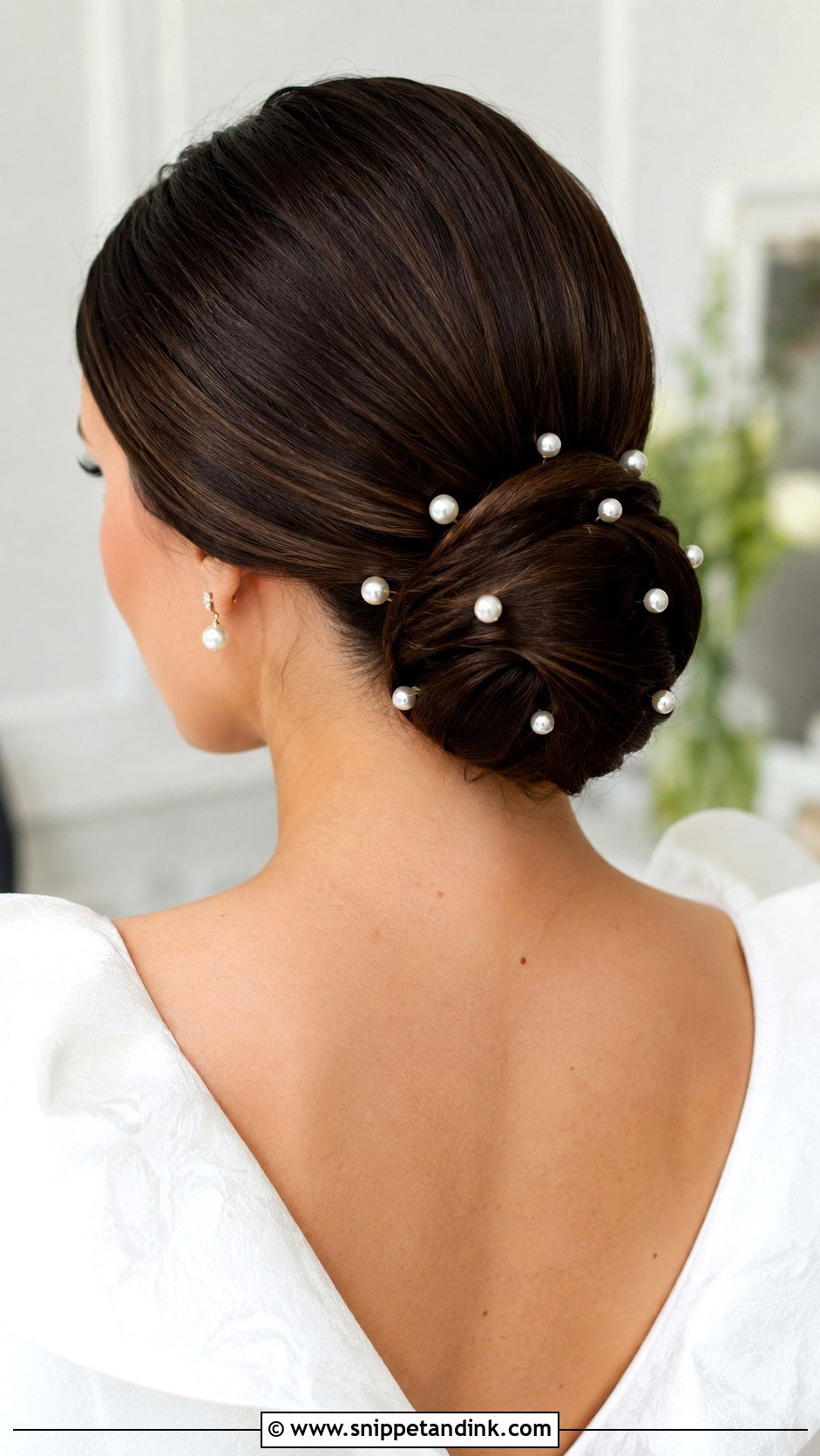 Pearl Adorned Chignon - Snippet and Ink - 30 Wedding Hair Styles