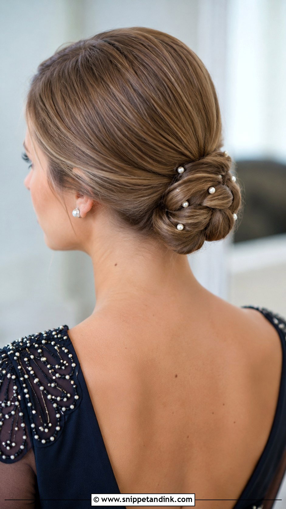 Pearl Adorned Chignon - Snippet and Ink - 35 Wedding Guest Hair Ideas