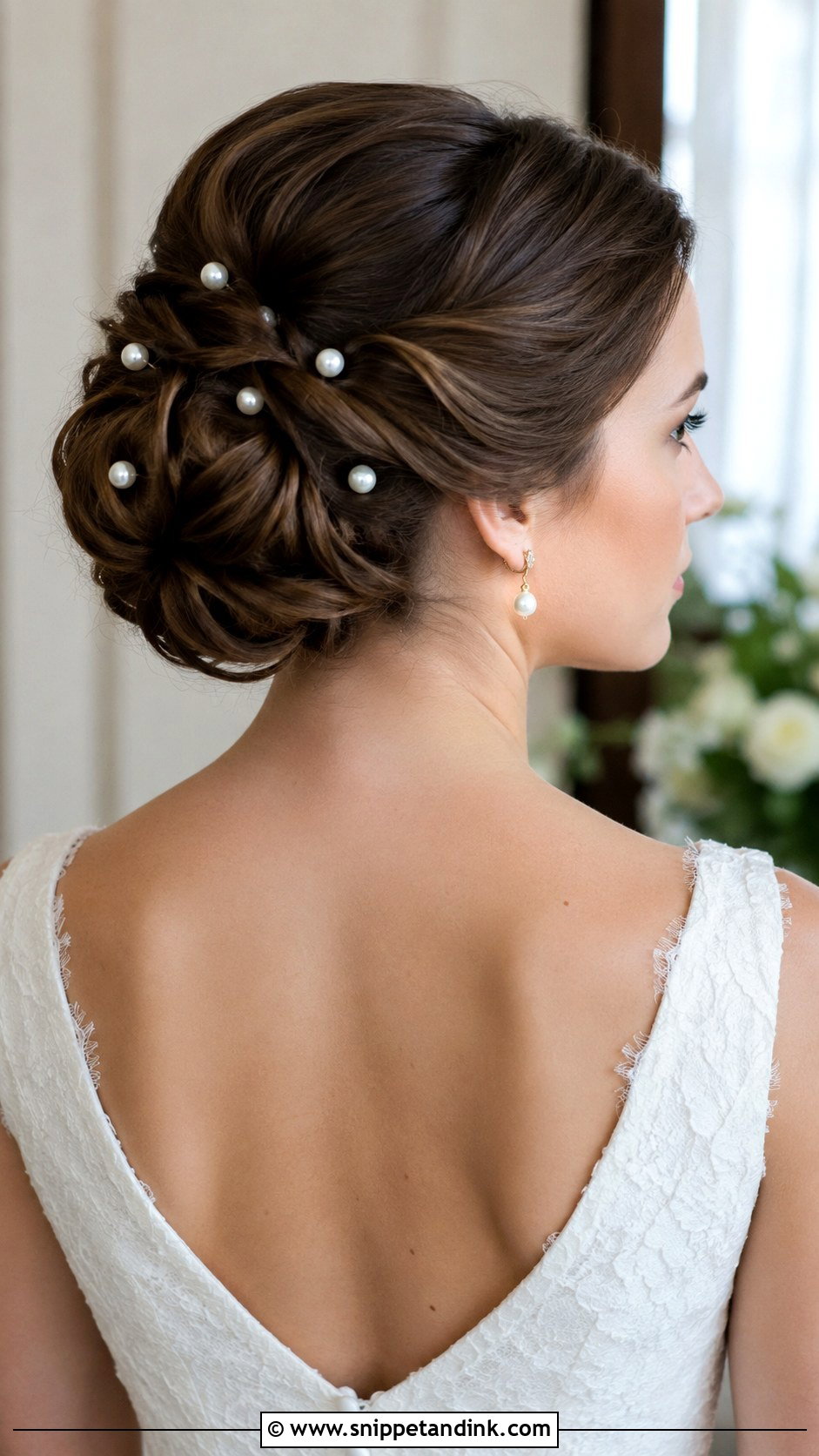 Pearl Adorned Updo for Wedding - Snippet and Ink - 25 Hairstyles for Wedding Function