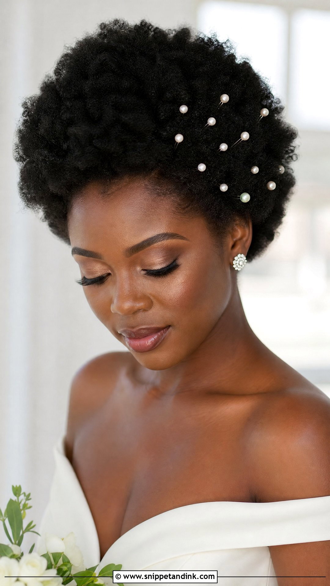 Pearl Afro Wedding Hairstyle - Snippet and Ink - 20 Wedding Hairstyles Pearls