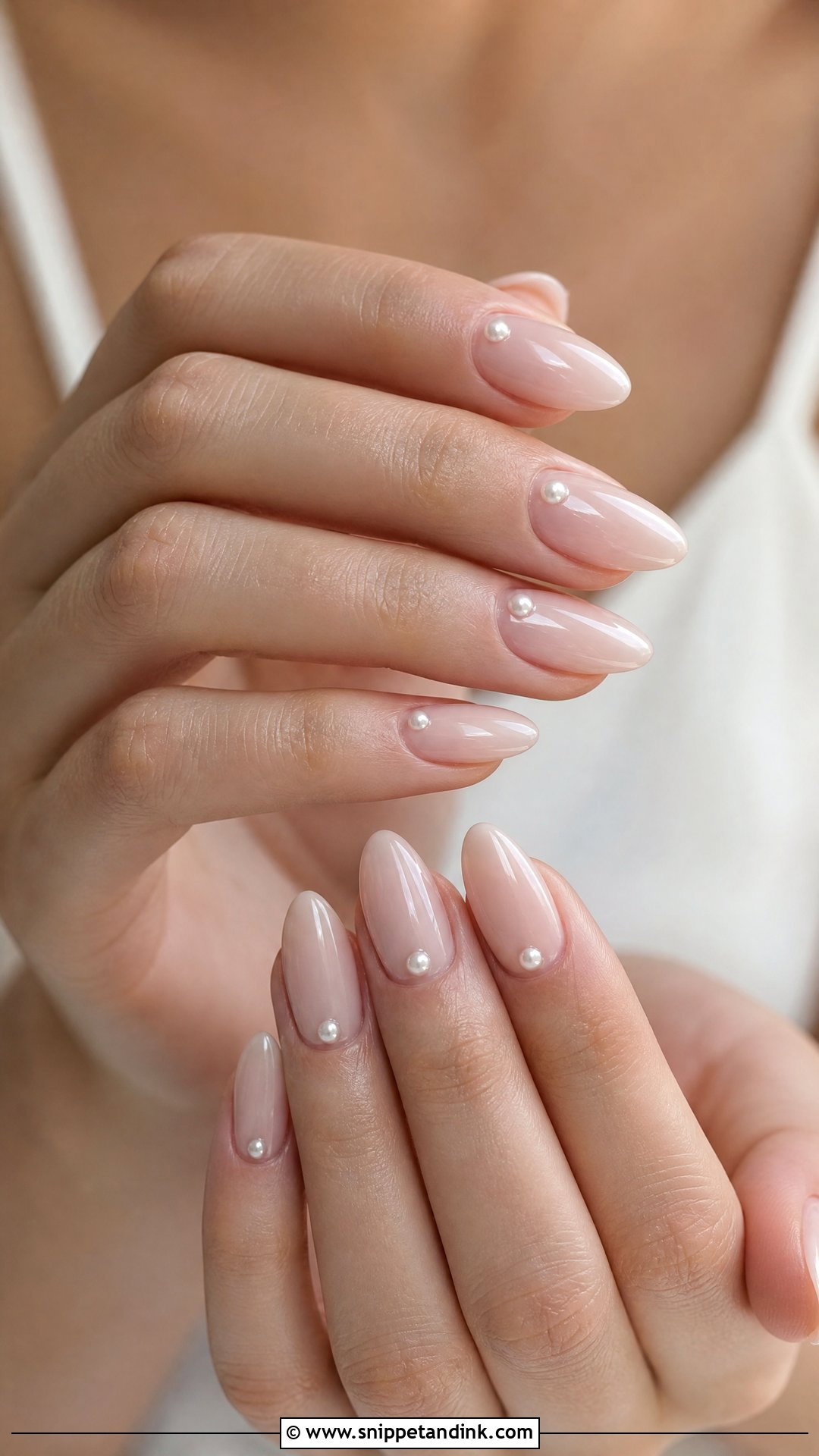 Pearl Almond Wedding Nails - Snippet and Ink - 25 Almond Wedding Nails