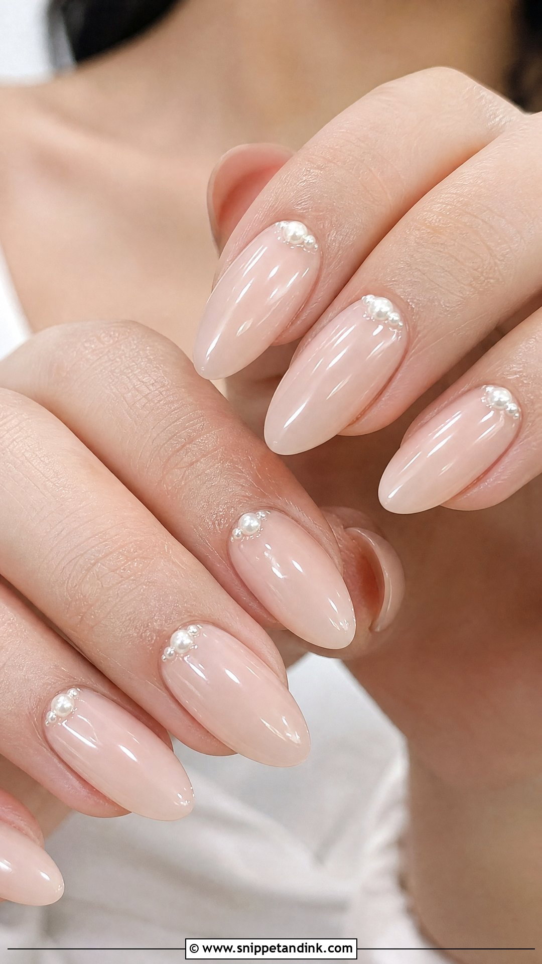 Pearl Almond Wedding Nails - Snippet and Ink - 25 Almond Wedding Nails for Bride