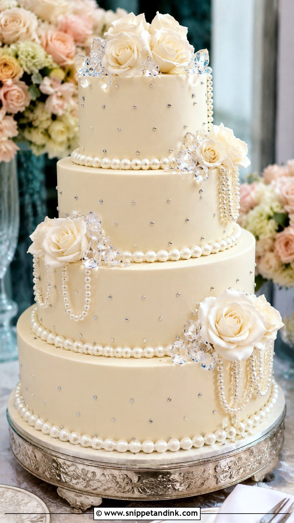 Pearl And Diamond Wedding Cake - Snippet and Ink - 25 Diamond Bling Wedding Cakes