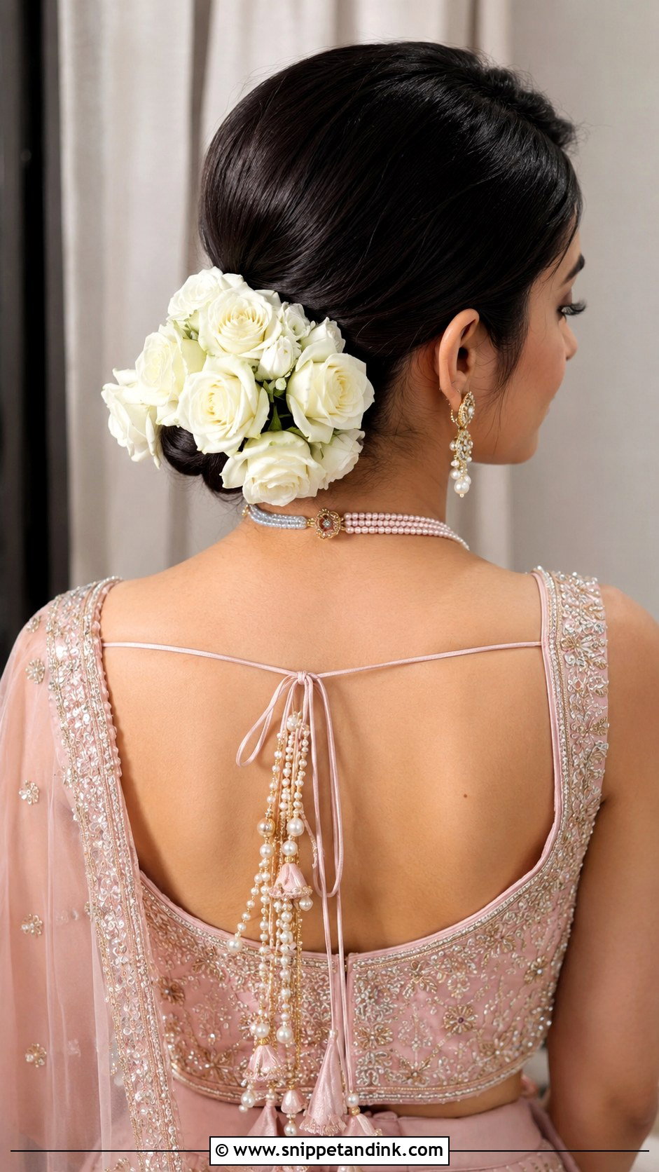 Pearl And Flower Juda - Snippet and Ink - 25 Bridal Juda Hairstyles with Flowers