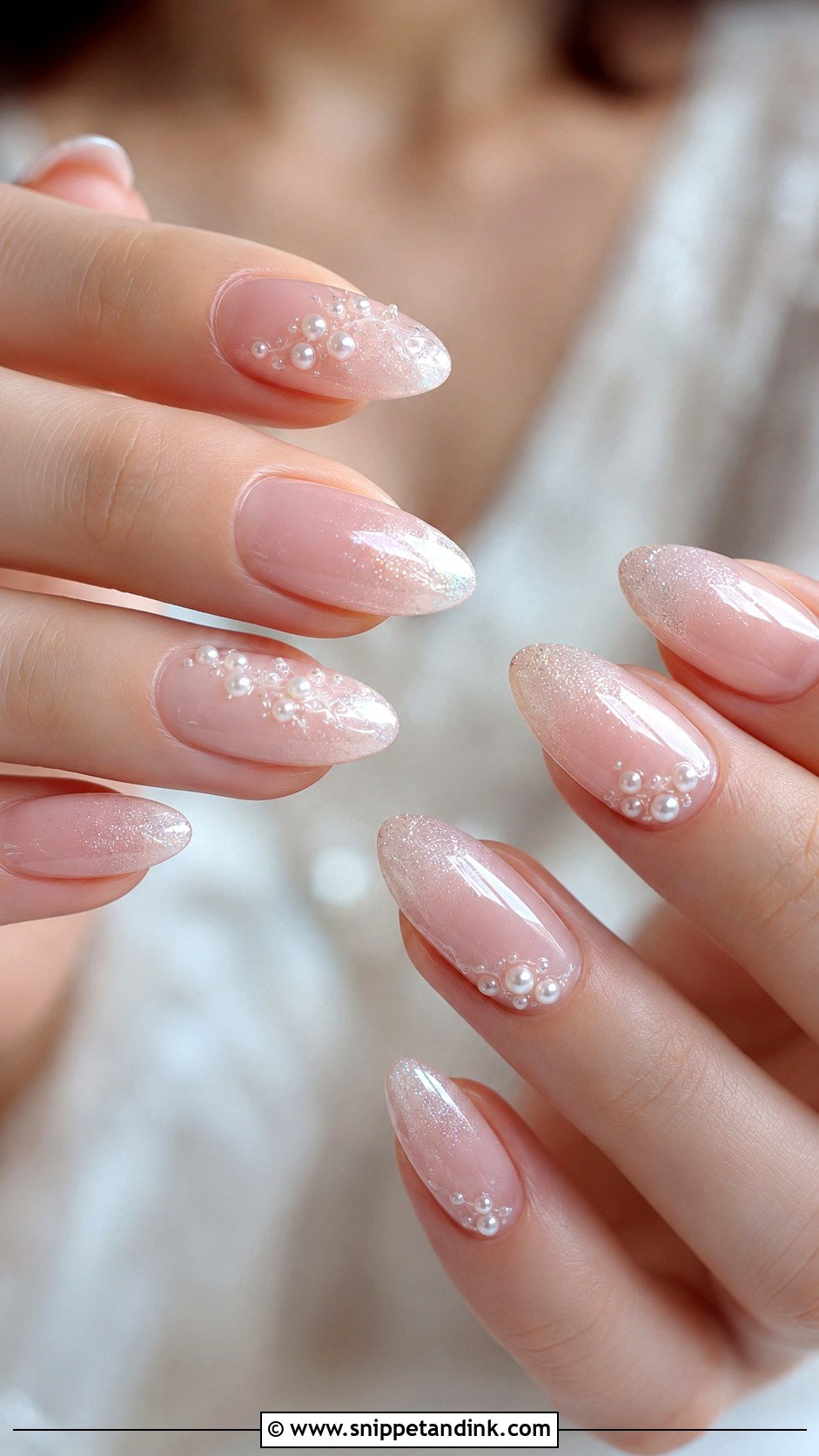 Pearl And Glitter Wedding Nails - Snippet and Ink - 20 Sparkle Wedding Nails