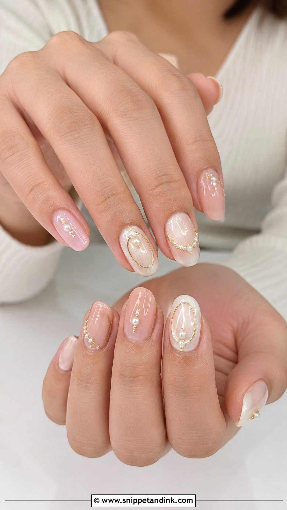 Pearl And Gold Wedding Nails - Snippet and Ink - 20 Wedding Nails with Gold