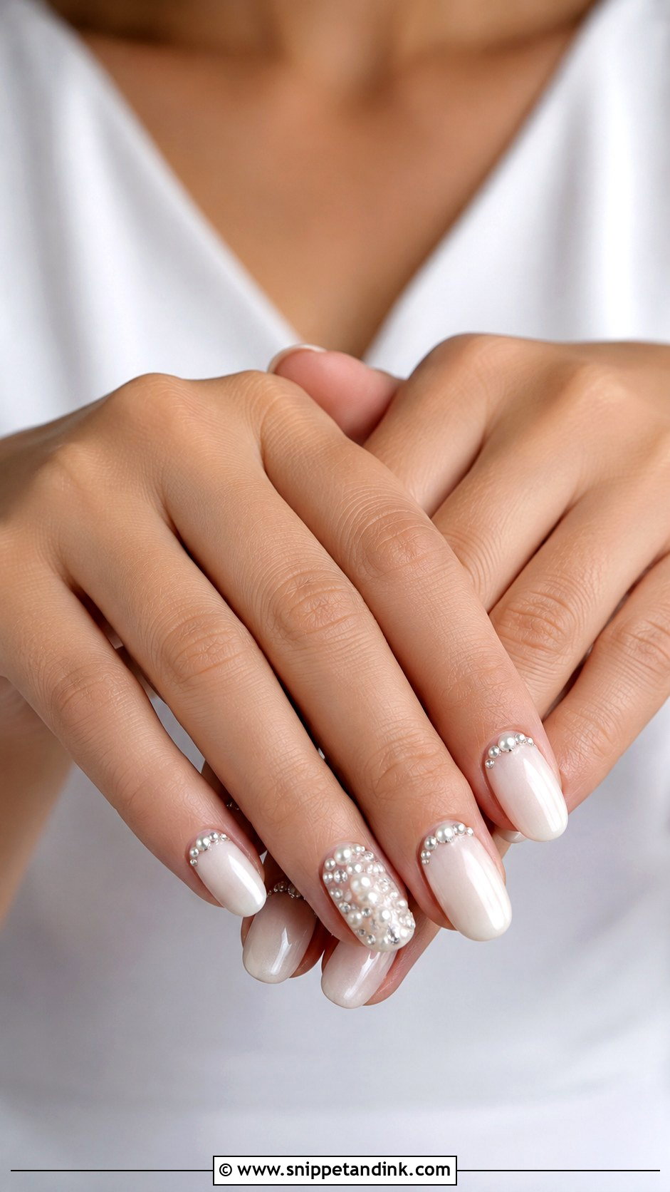 Pearl And Rhinestone Wedding Nails - Snippet and Ink - 20 Wedding Nails with Rhinestones