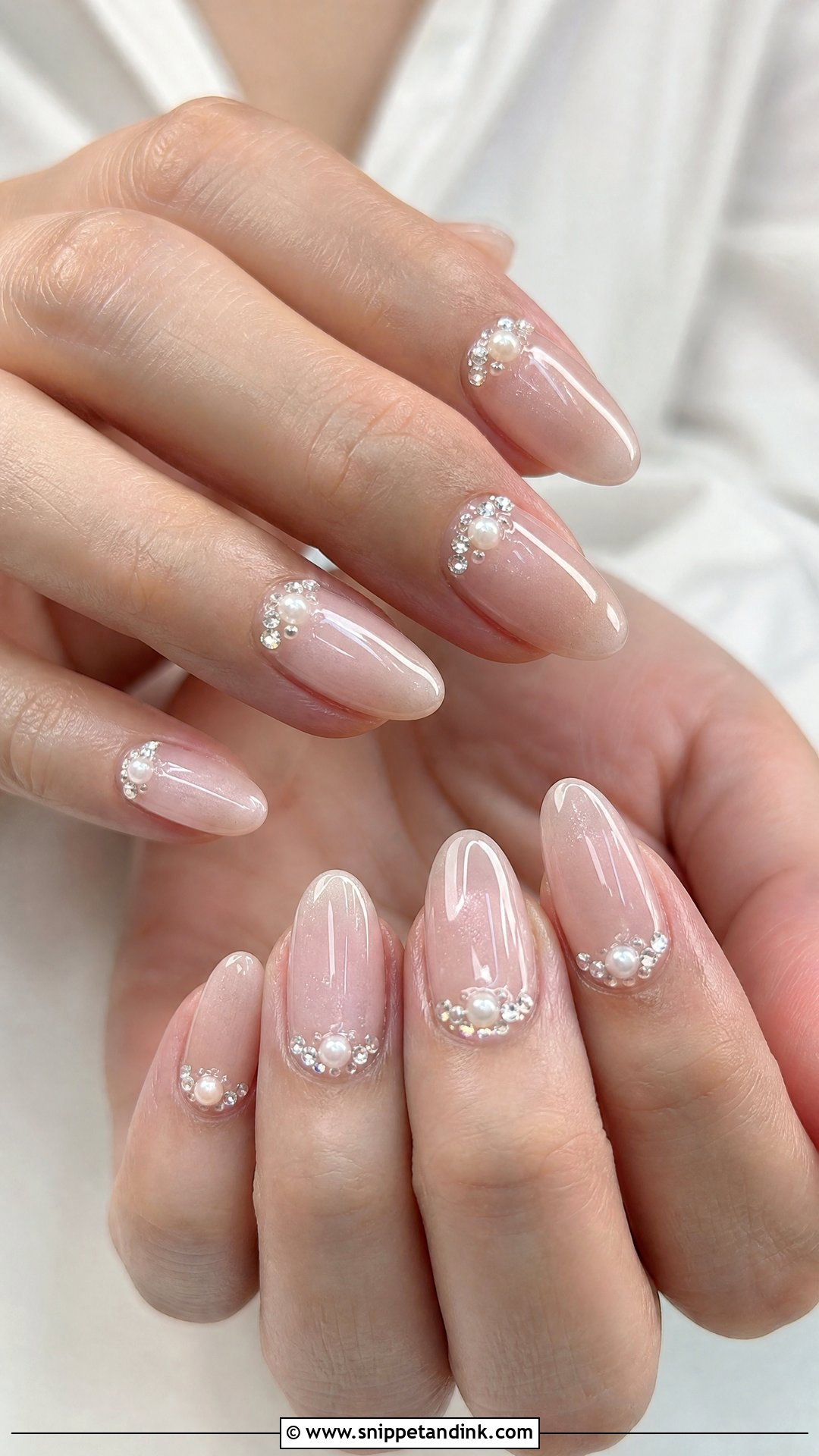 Pearl And Rhinestone Wedding Nails - Snippet and Ink - 25 Wedding Nails with Pearls