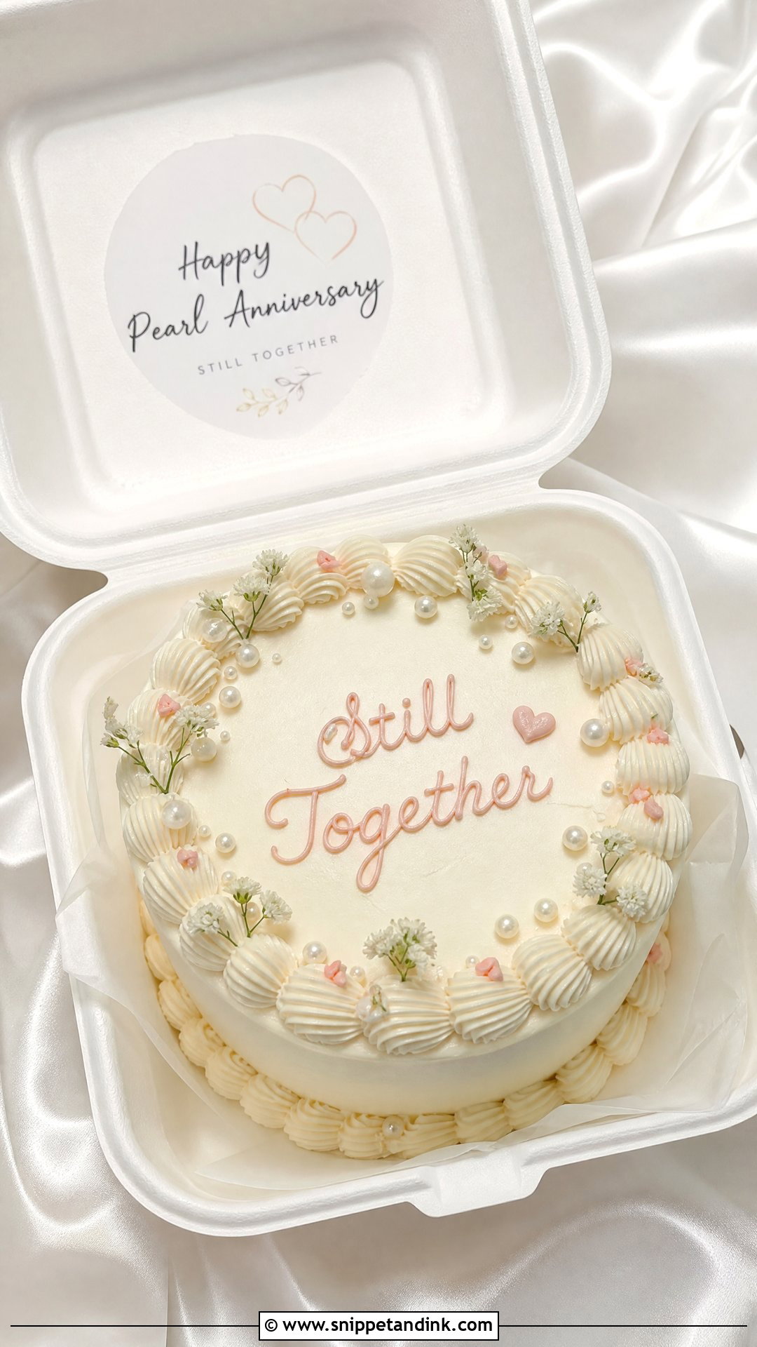 Pearl Anniversary Bento Cake - Snippet and Ink - 20 Wedding Anniversary Bento Cake Ideas