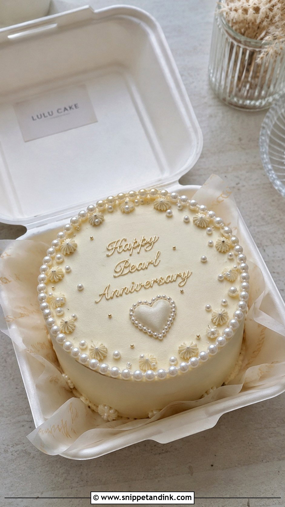 Pearl Anniversary Bento Cake - Snippet and Ink - 20 Anniversary Bento Cake Ideas