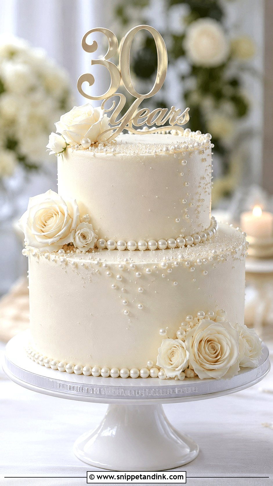 Pearl Anniversary Cake - Snippet and Ink - 20 30th Wedding Anniversary Cake Ideas