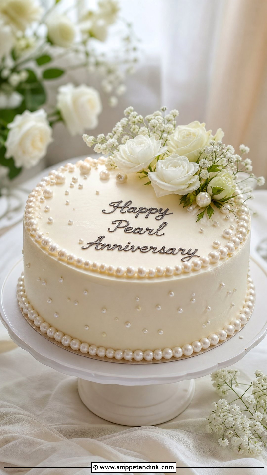 Pearl Anniversary Cake - Snippet and Ink - 20 Simple Wedding Anniversary Cake Ideas