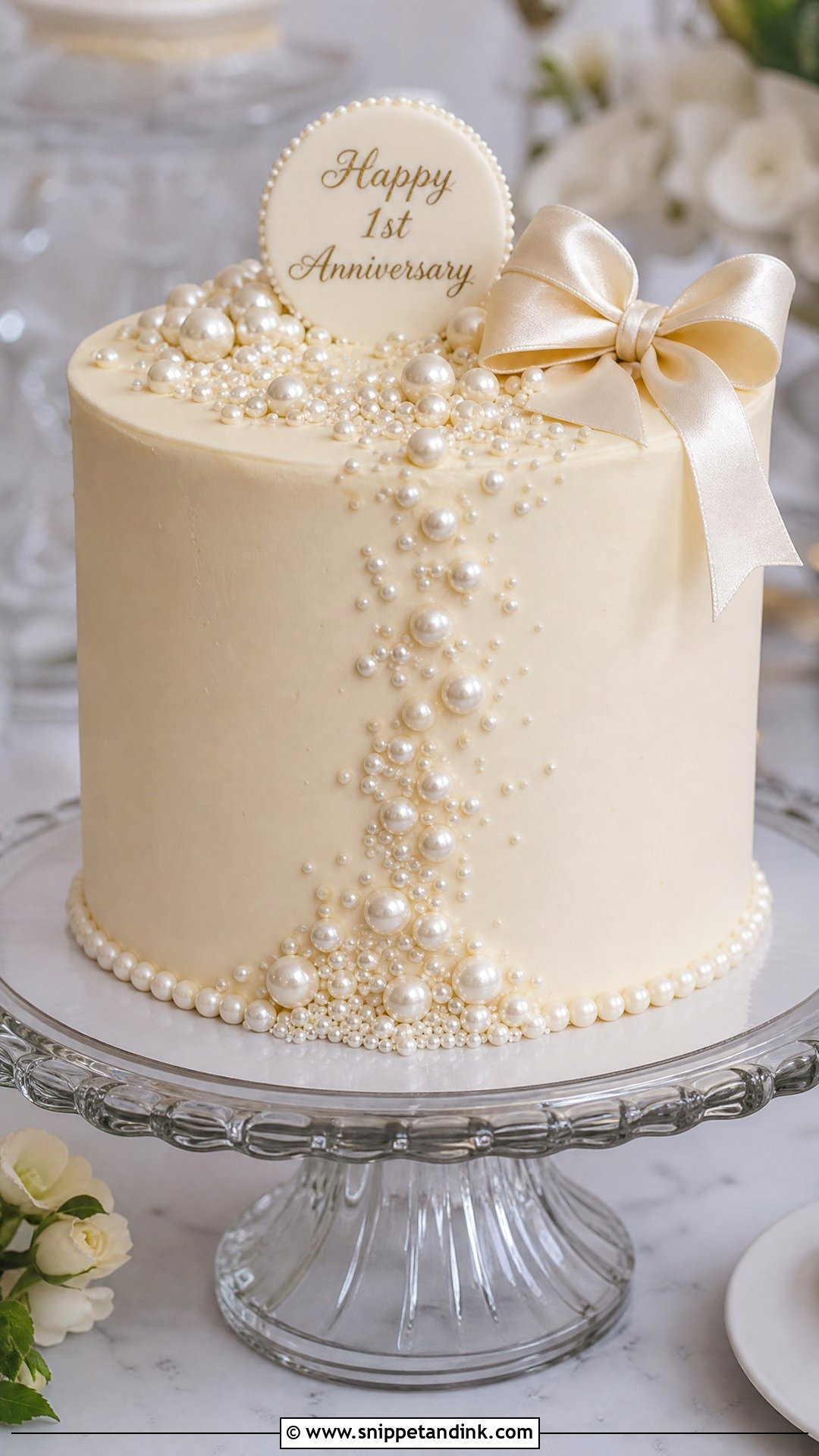Pearl Anniversary Cake - Snippet and Ink - 25 Couple 1st Anniversary Cake Ideas