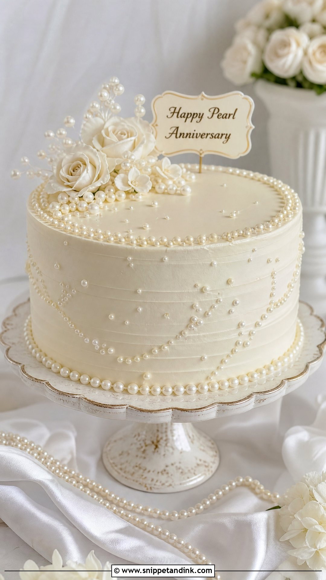 Pearl Anniversary Cake - Snippet and Ink - 25 Happy Wedding Anniversary Cake Ideas