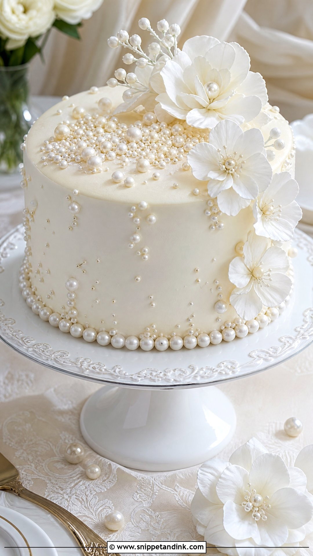 Pearl Anniversary Cake - Snippet and Ink - 25 Love Anniversary Cake Ideas