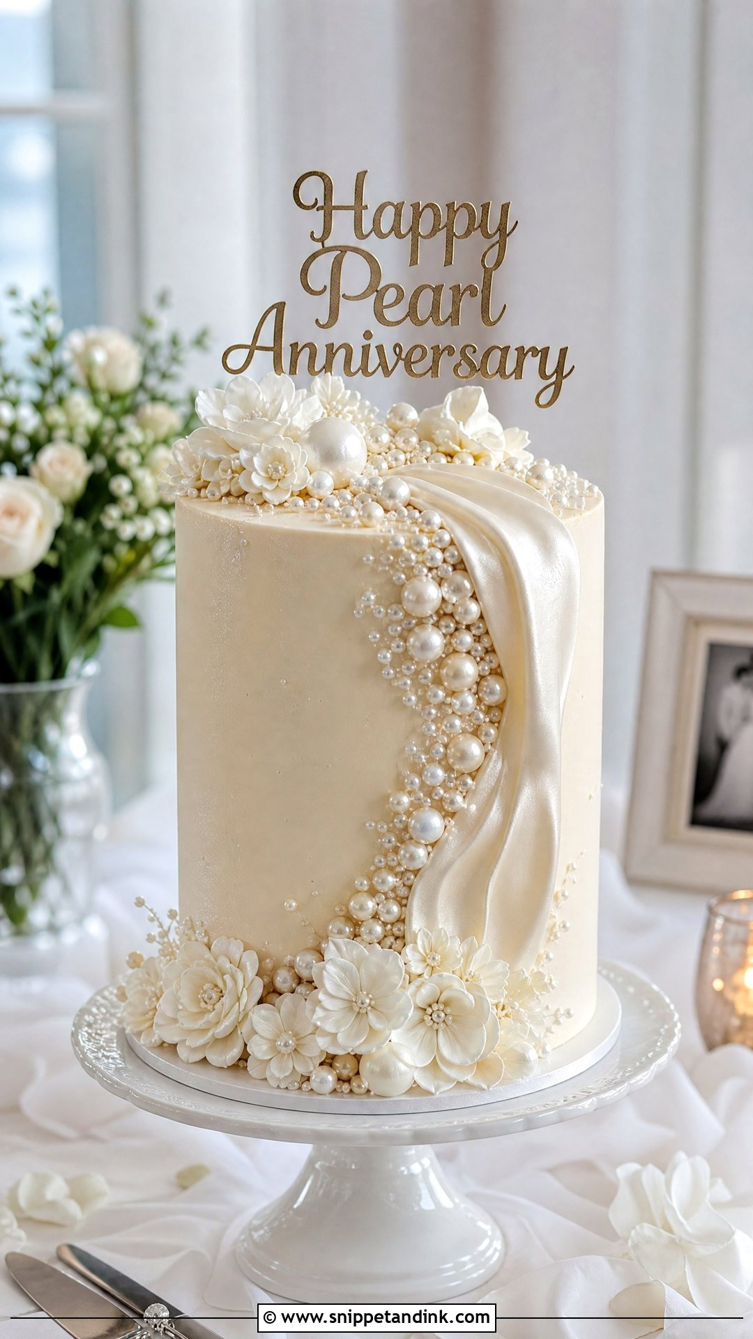 Pearl Anniversary Cake - Snippet and Ink - 25 Unique Wedding Anniversary Cake Ideas