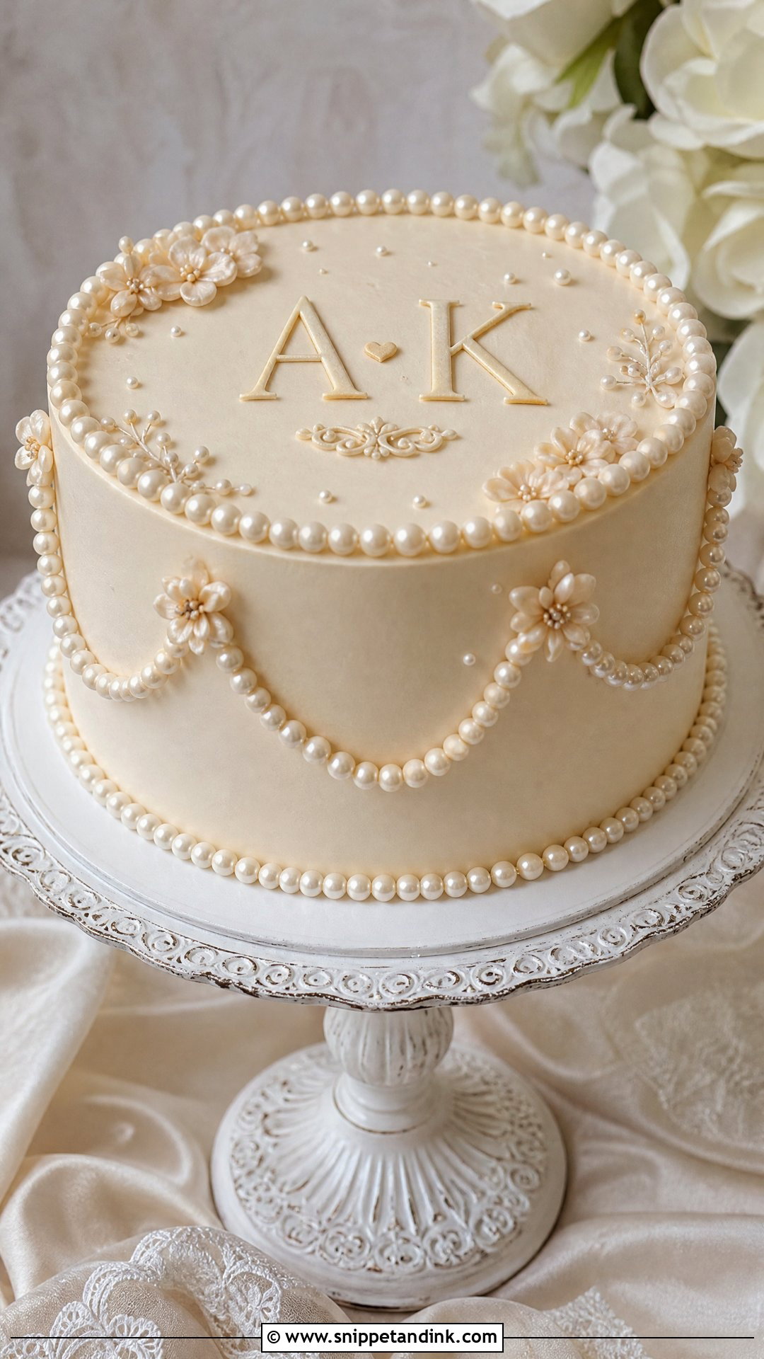 Pearl Anniversary Cake - Snippet and Ink - 30 Cute Anniversary Cake Ideas
