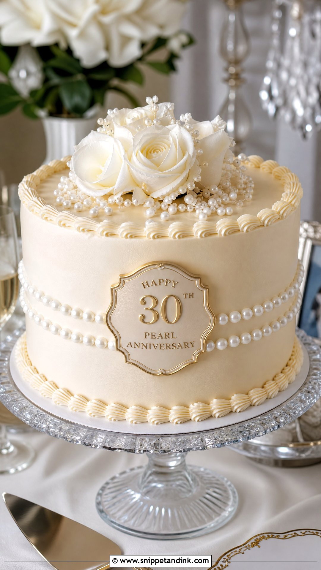 Pearl Anniversary Cake - Snippet and Ink - 30 Marriage Anniversary Cake Design Ideas