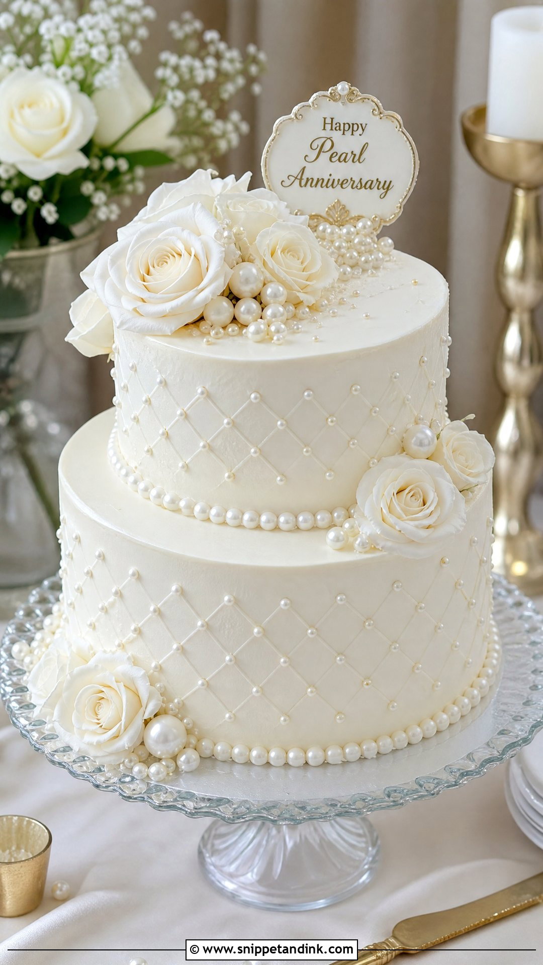 Pearl Anniversary Cake - Snippet and Ink - 30 Marriage Anniversary Cake Ideas