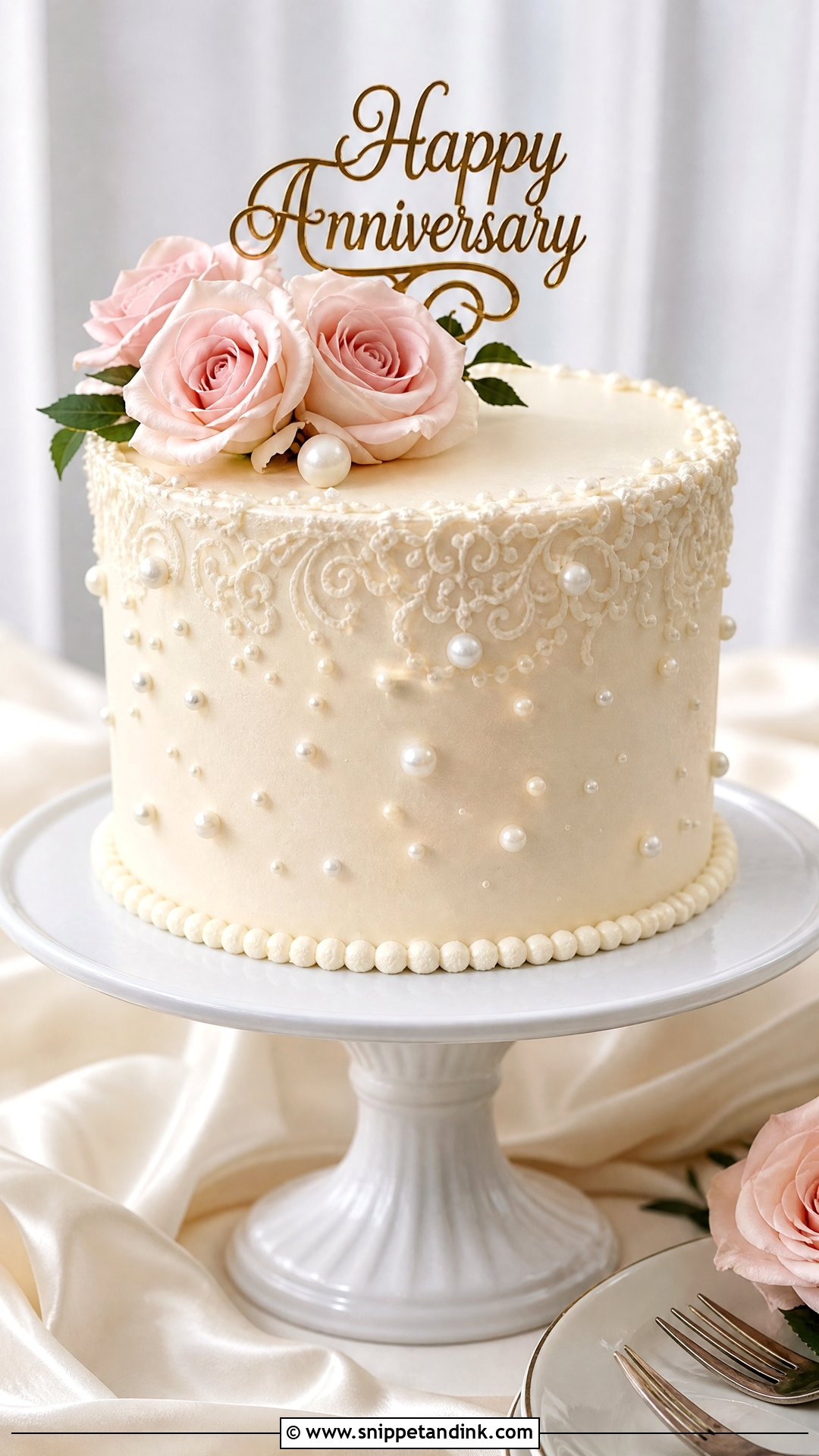 Pearl Anniversary Cake - Snippet and Ink - 35 Anniversary Cake Designs