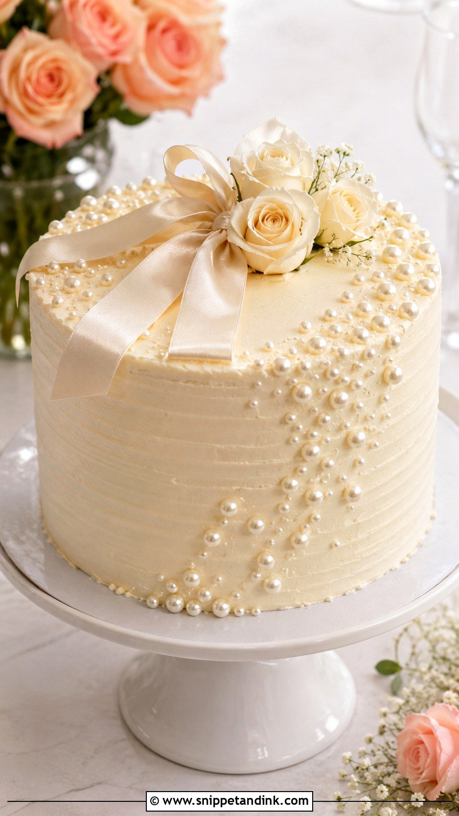 Pearl Anniversary Cake - Snippet and Ink - 20 Aesthetic Anniversary Cake Designs