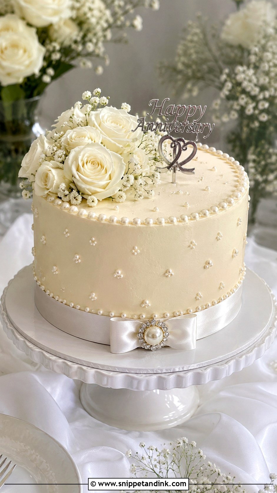 Pearl Anniversary Cake - Snippet and Ink - 20 Anniversary Cake Photo Ideas