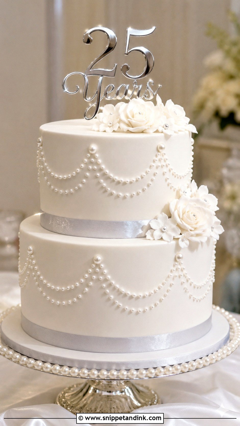 Pearl Anniversary Cake - Snippet and Ink - 20 Cakes for 25th Anniversary