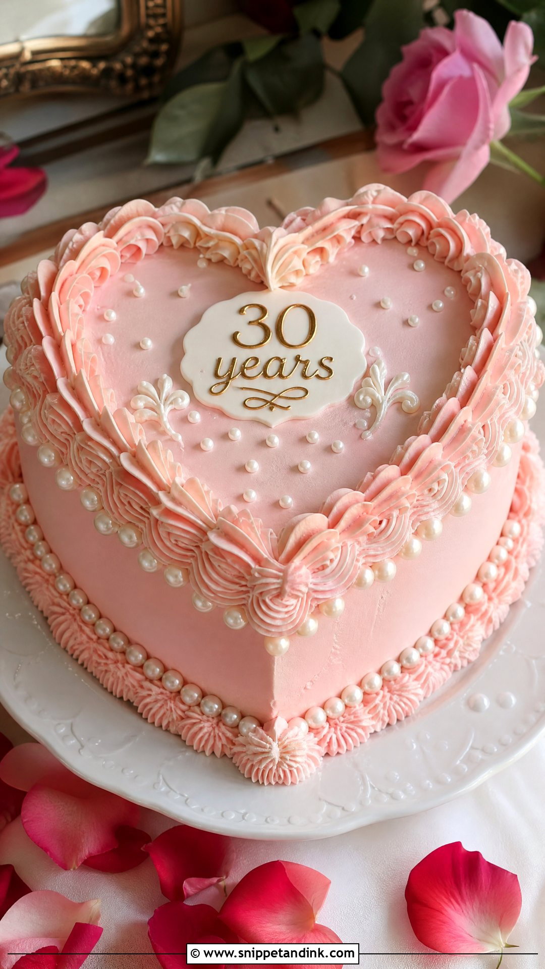 Pearl Anniversary Cake With Heart Shape - Snippet and Ink - 20 Pearl Anniversary Cake Ideas