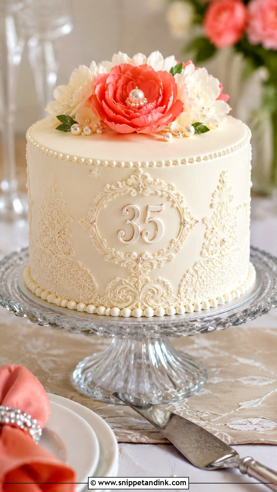 Pearl Anniversary Cake - Snippet and Ink - 20 35th Anniversary Cake Ideas