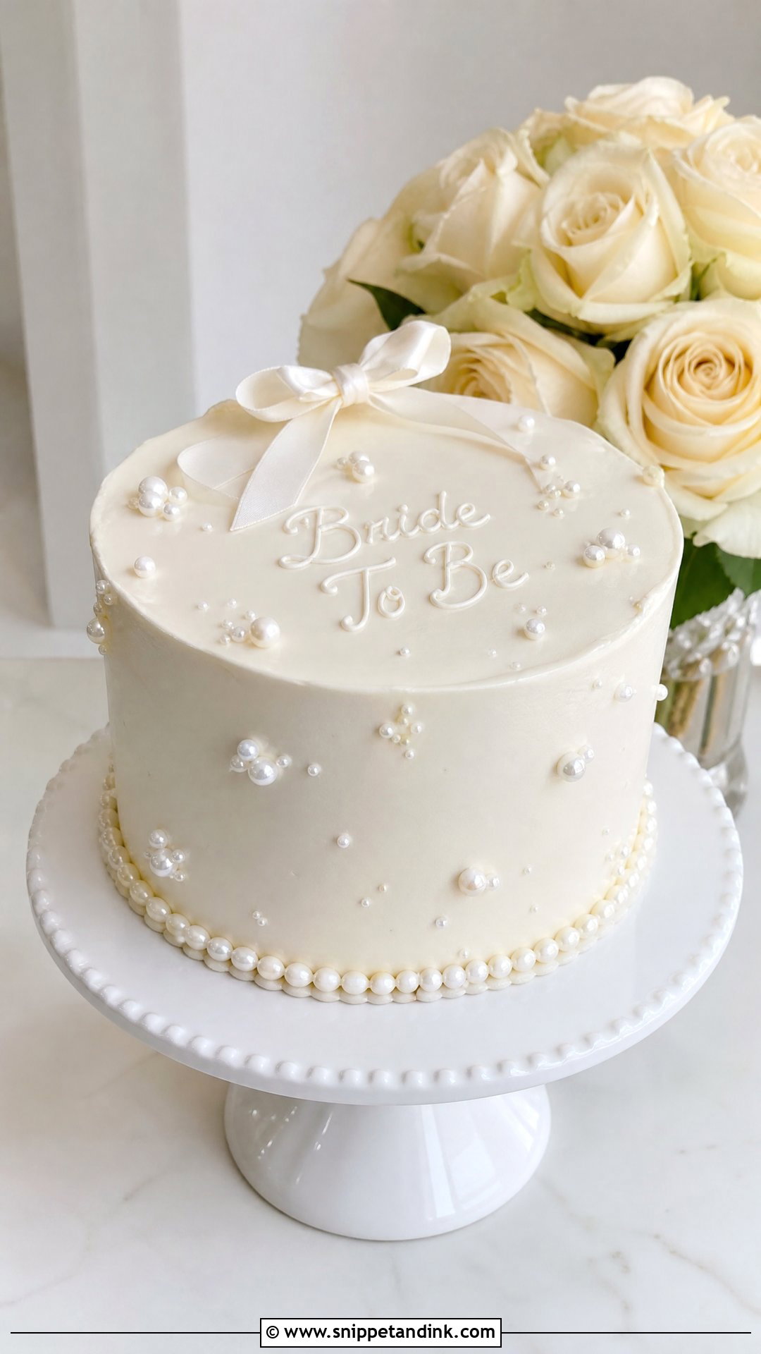 Pearl Bachelorette Cake - Snippet and Ink - 25 Bachelorette Cake Ideas for Wedding