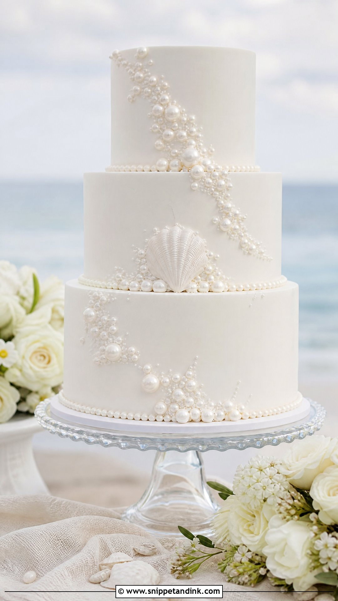 Pearl Beach Wedding Cake - Snippet and Ink - 30 Beach Cake Ideas for Wedding