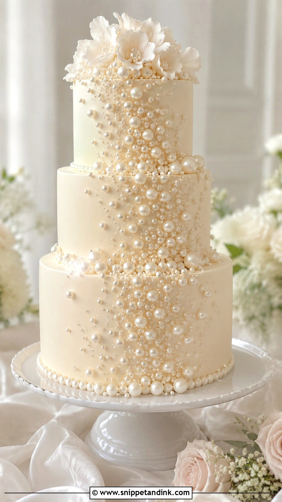 Pearl Bling Wedding Cake - Snippet and Ink - 20 Bling Cakes for Wedding
