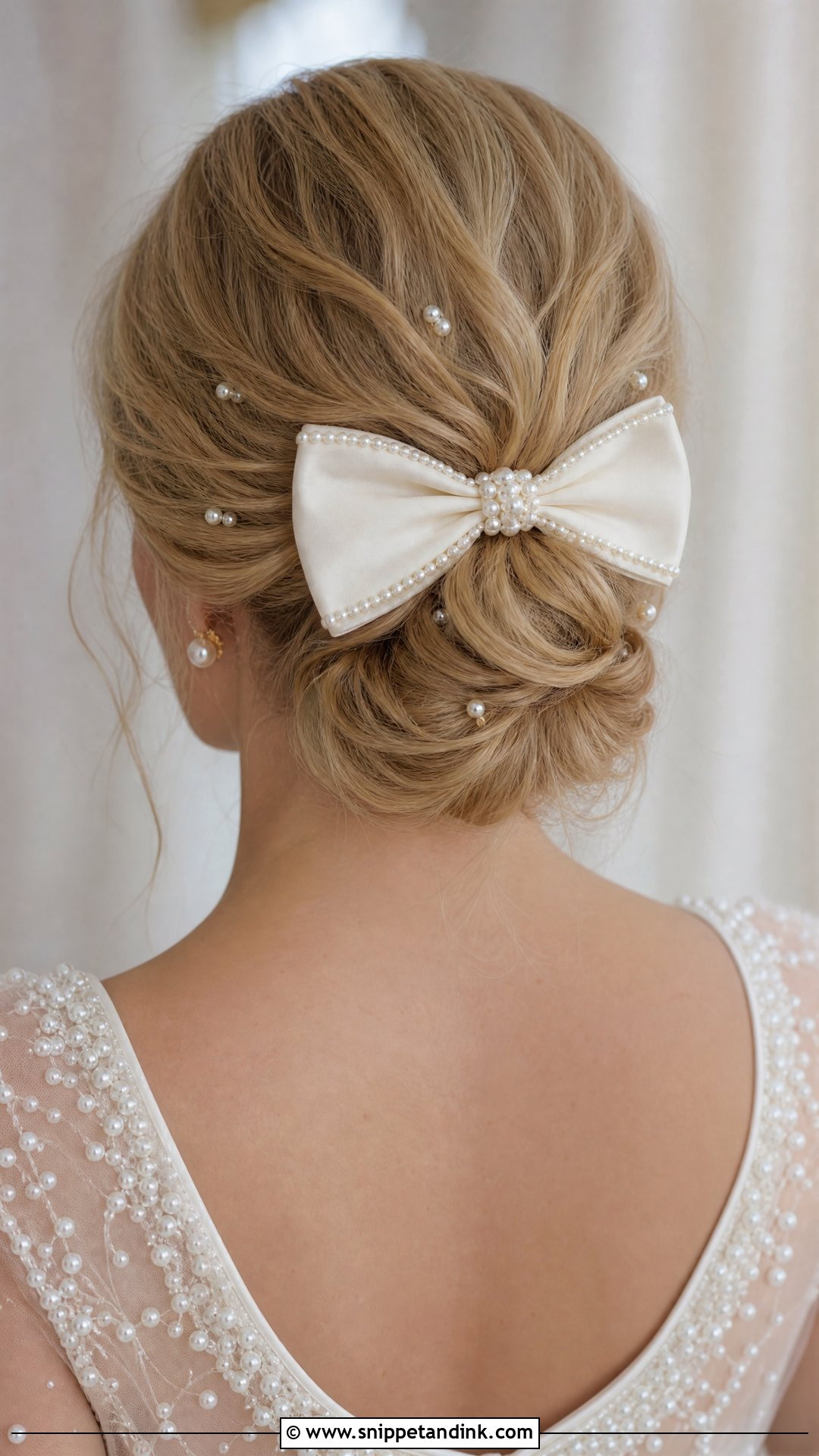Pearl Bow Wedding Hair - Snippet and Ink - 15 Bow Wedding Hairstyle Ideas