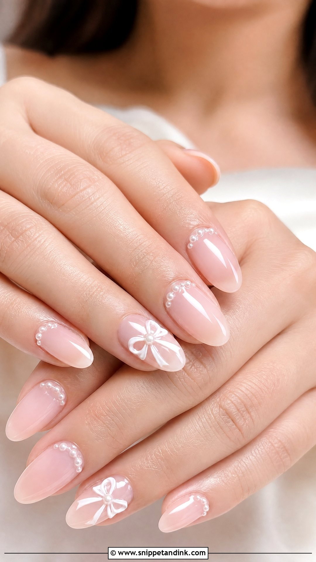 Pearl Bow Wedding Nails - Snippet and Ink - 25 Wedding Nails with Pearls