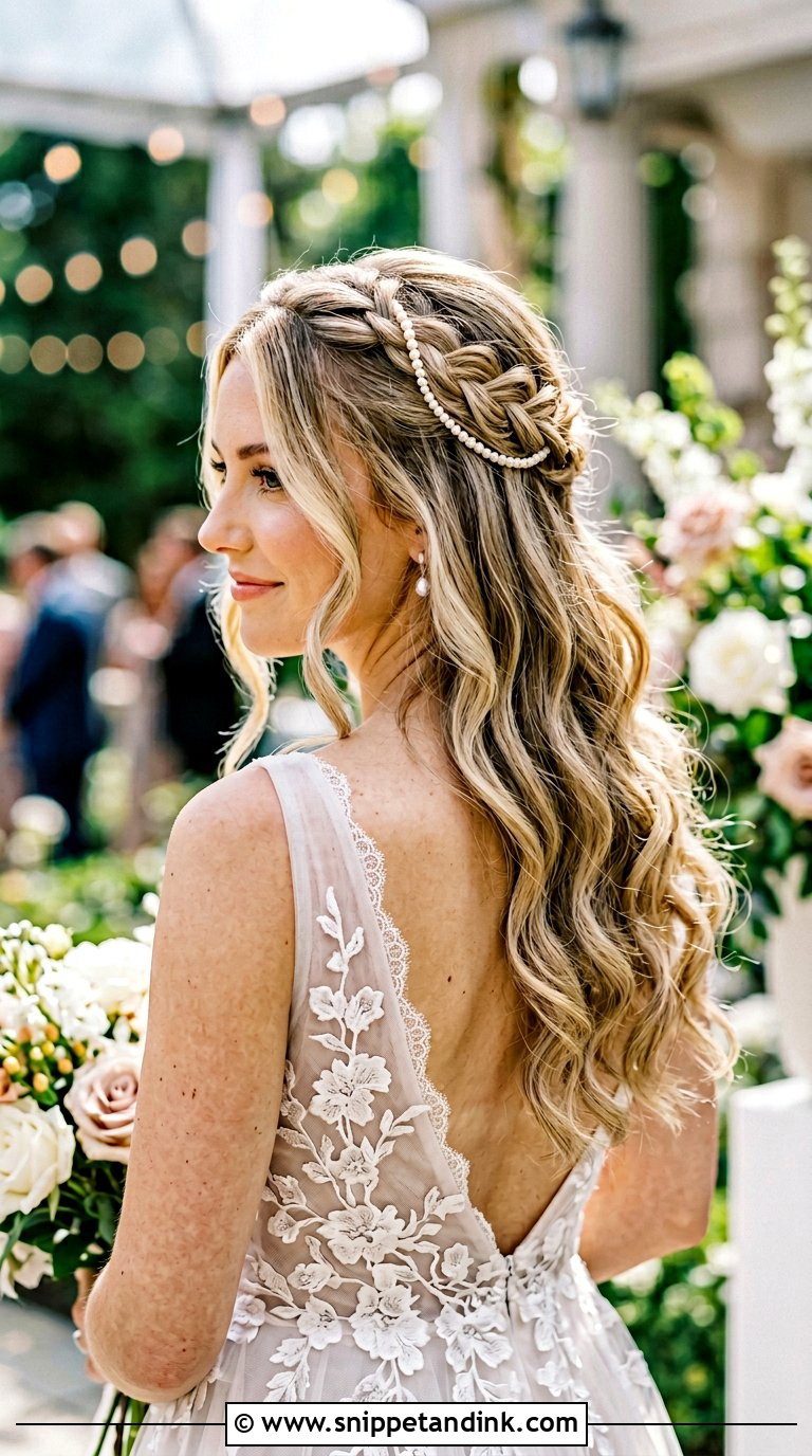 Pearl Braid Half Up Half Down Hair - Snippet and Ink - 20 Braided Half-Up Half-Down Wedding Hair Ideas