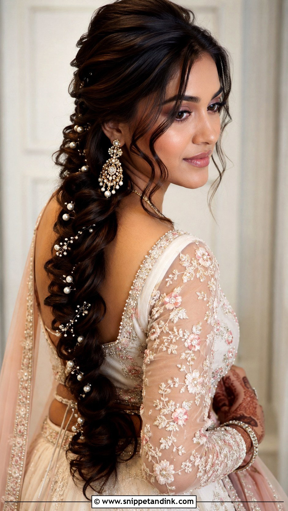 Pearl Braid Mehendi Hairstyle - Snippet and Ink - 15 Mehendi Hairstyles for Bride