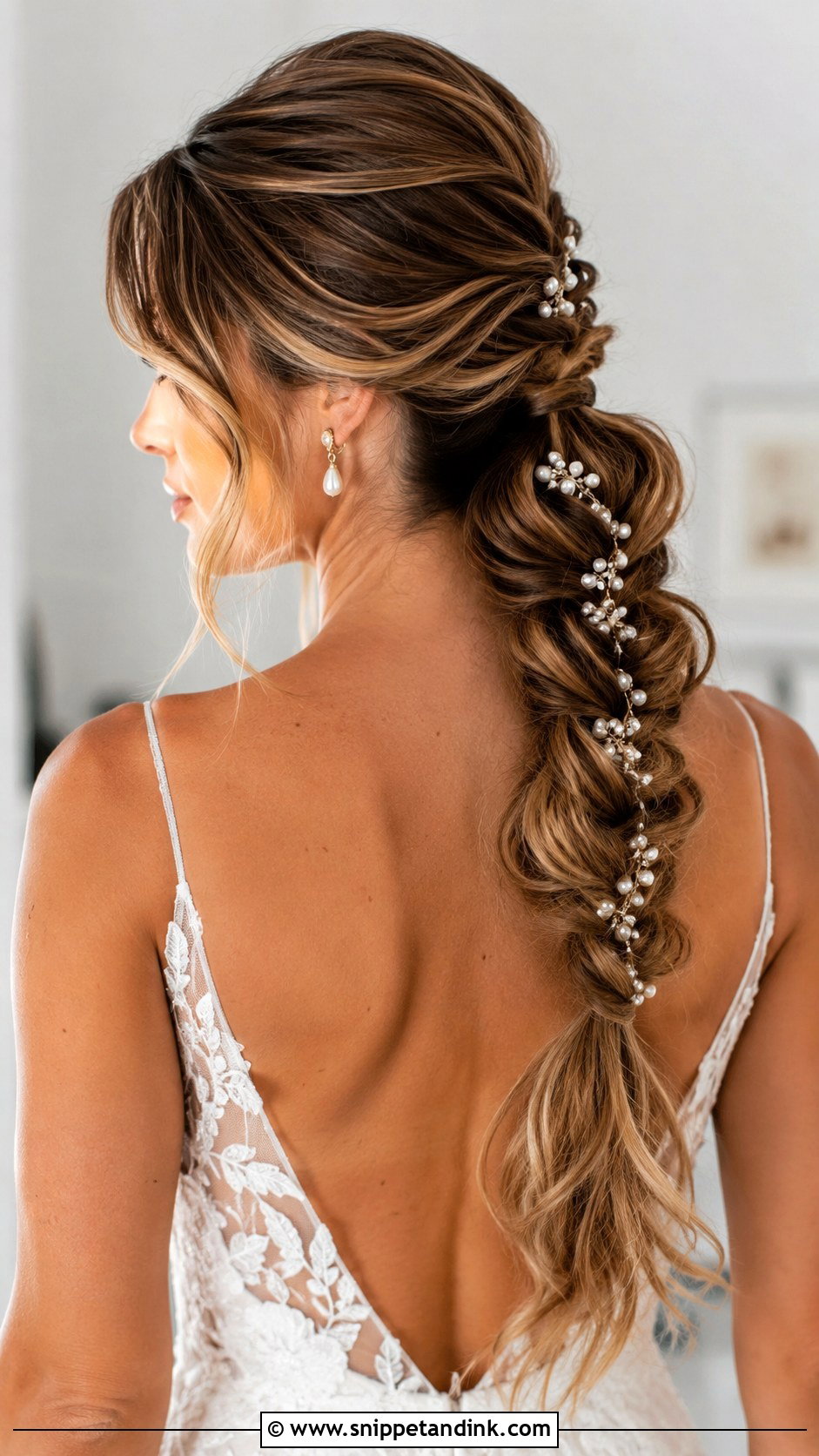 Pearl Braided Ponytail - Snippet and Ink - 20 Pearl Bridal Hair Ideas
