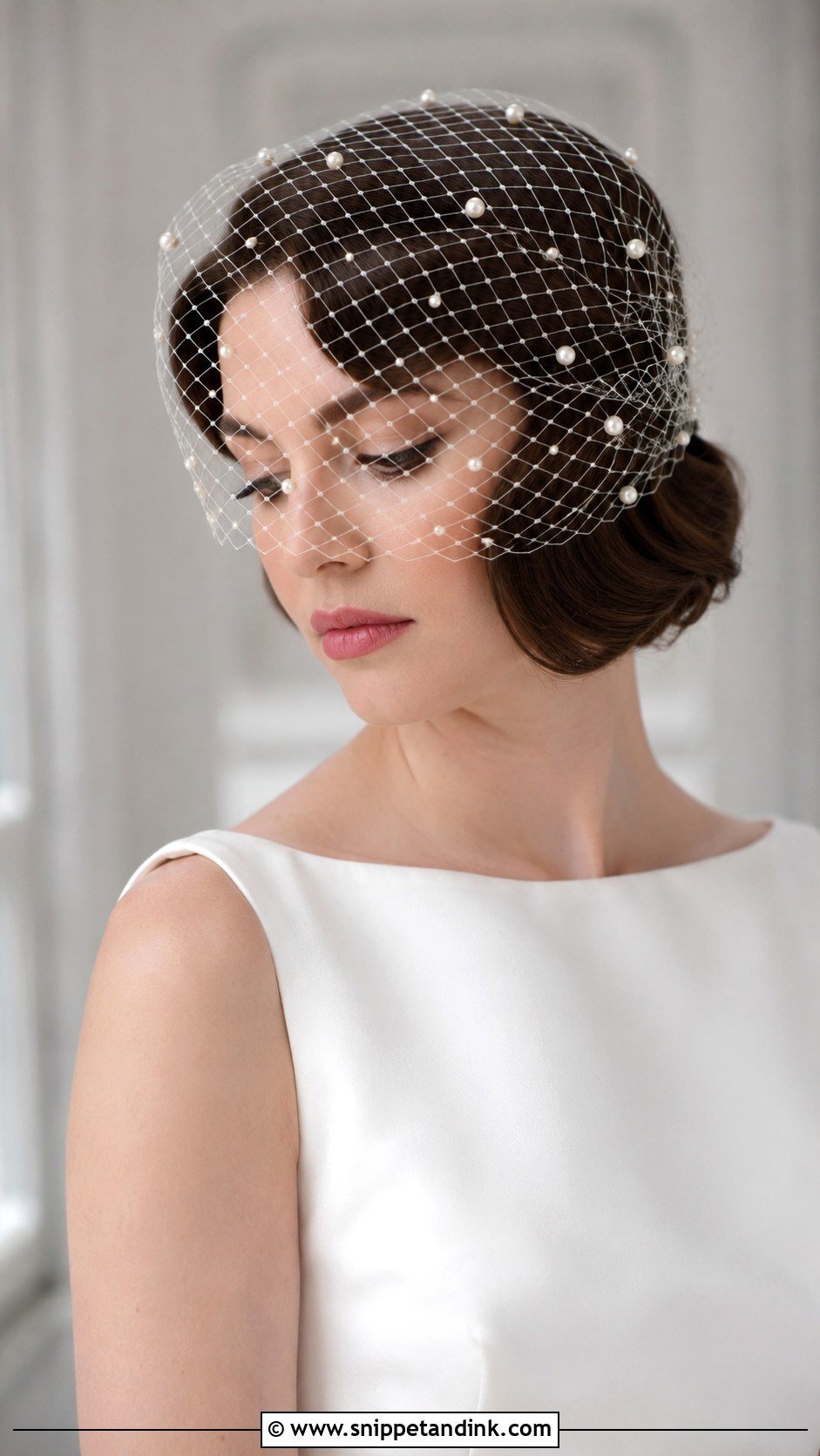 Pearl Bridal Birdcage Veil - Snippet and Ink - 15 Pearl Bridal Hair Accessories